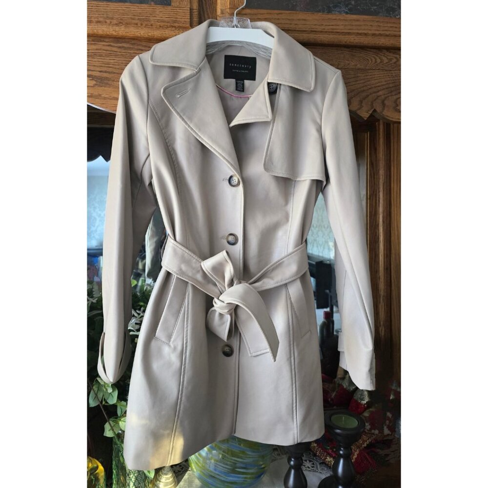 Sanctuary faux leather short trench XS
